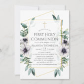 ユーカリプタスアネモン幾何学最初の聖餐式 招待状 (正面)