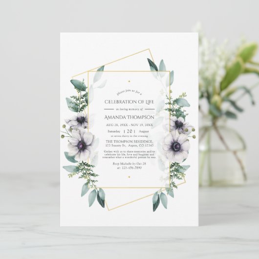 ユーカリプタスアネモン生命の幾何学的お祝い 招待状 (スタンド正面)