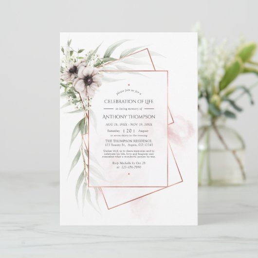 ユーカリプタスアネモン生命の幾何学的お祝い 招待状 (スタンド正面)