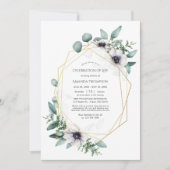 ユーカリプタスアネモン生命の幾何学的お祝い 招待状 (正面)