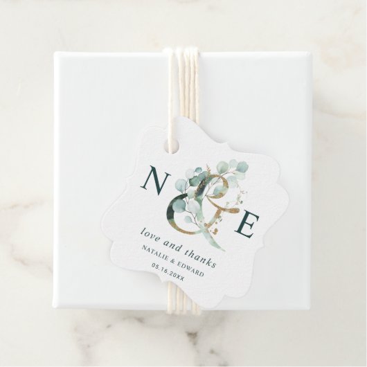 ユーカリプタスアンパサンド金ゴールドグリーン結婚ズありがとう フェイバータグ (インサイチュ)