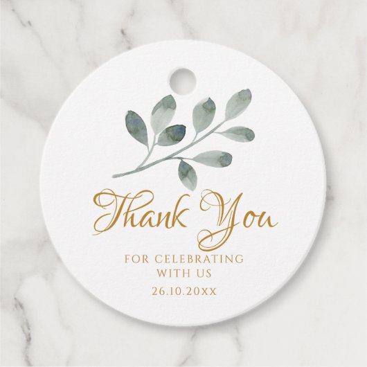 ユーカリプタスウォーターカラーミニマリストありがとう フェイバータグ (正面)