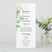 ユーカリプタスウォーターカラーミニマリスト結婚式 プログラム (スタンド正面)