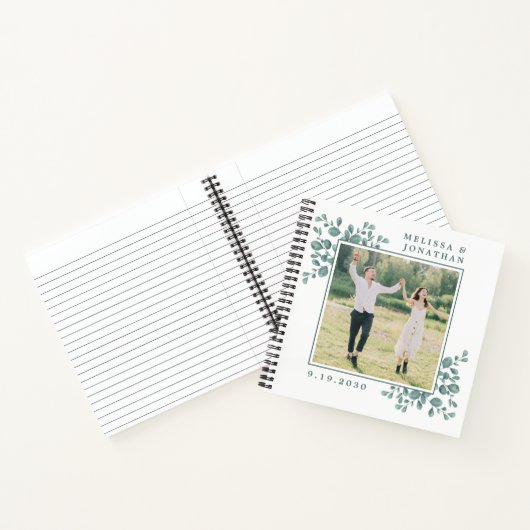 ユーカリプタスカスタムグリーンリー写真バジェット結婚ズ ノートブック (内部)
