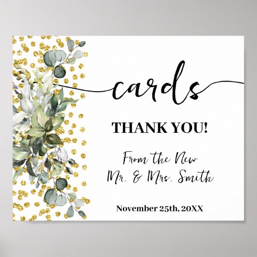 ユーカリプタスカードブライダルシャワーウェディングレセプション ポスター (正面)