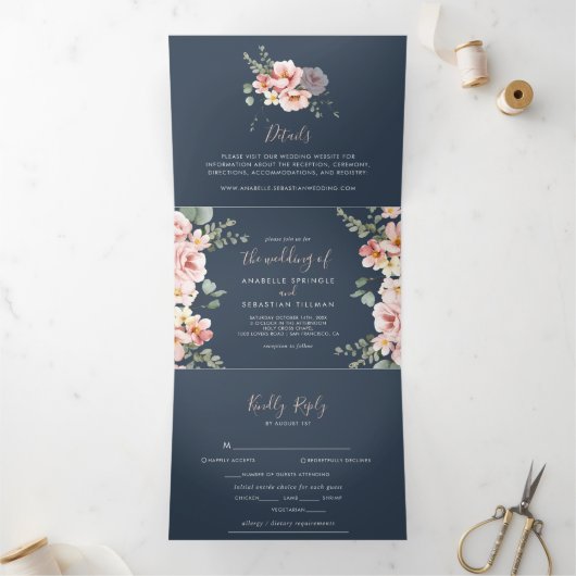 ユーカリプタスガーデンバラ結婚フローラ 三つ折り招待状 (内部)