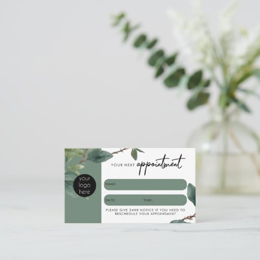 ユーカリプタスクライアントアポイントメントカードQRコードロゴ 名刺 (スタンド正面)