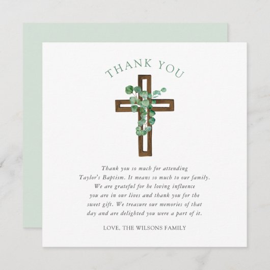 ユーカリプタスクロスモダンバプテススススクエアサンキュー サンキューカード (正面/裏面)