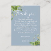 ユーカリプタスグリーンダスティブルー結婚の感謝 プレイスカード (正面)