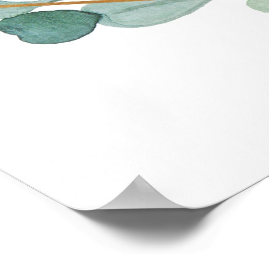 ユーカリプタスグリーンブライダルシャワーウェルカムサイン ポスター (角)