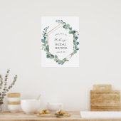 ユーカリプタスグリーンブライダルシャワーウェルカムサイン ポスター (キッチン)