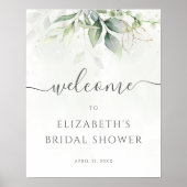 ユーカリプタスグリーンブライダルシャワーウェルカムサイン ポスター (正面)