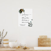 ユーカリプタスグリーンブライダルシャワーウェルカムサイン ポスター (キッチン)