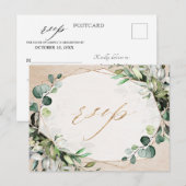 ユーカリプタスグリーンモダンリージオメトリックウェディングRSVP ポストカード (正面/裏面)