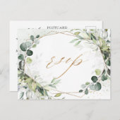 ユーカリプタスグリーンモダンリージオメトリックウェディングRSVP ポストカード (正面/裏面)