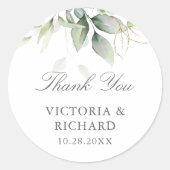 ユーカリプタスグリーン葉金ゴールドサンキュー ラウンドシール (正面)