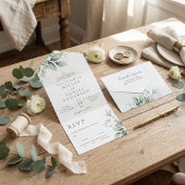 ユーカリプタスグリーン葉金ゴールドズボ結婚タニカル オールインワン招待状