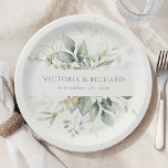 ユーカリプタスグリーン葉金ゴールドズボ結婚タニカル ペーパープレート<br><div class="desc">美しいユーカリの緑のデザインパーソナライズされたで飾られたこれらの紙プレートであなたの結婚式のレセプションを高める。彼らカスタマイズは幸せなカップルの名前と彼らの結婚touchのための本当にユニークあなたのゲストが崇拝する。使い捨てプレートは、楽で洗練されたお祝いに最適で、永遠の記憶を生み出すことに集中できる。</div>