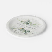 ユーカリプタスグリーン葉金ゴールドズボ結婚タニカル ペーパープレート (アングル)