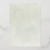 ユーカリプタスグリーン葉金ゴールドズボ結婚タニカル 箔招待状 (裏面)