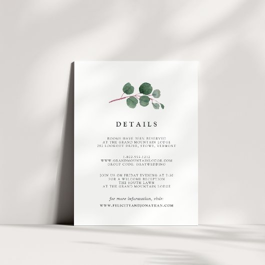 ユーカリプタスグローブゲスト情報カード エンクロージャーカード