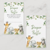 ユーカリプタスサファリベイビーシャワーおむつラッフルインサート 名刺 (正面/裏面)