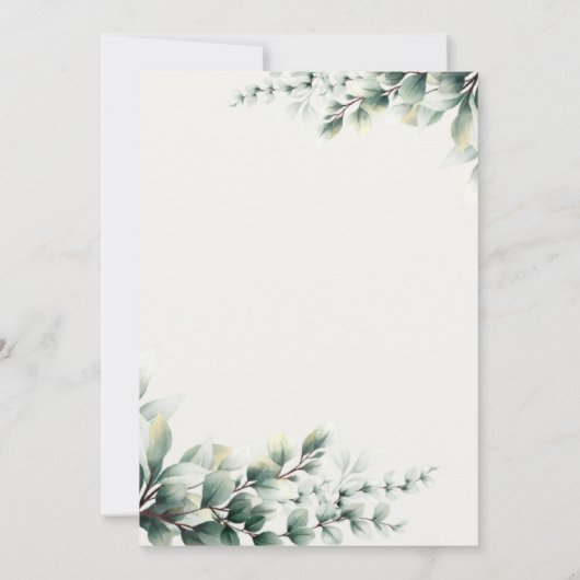 ユーカリプタスサファリ動物の赤ちゃんシャワー 招待状 (裏面)