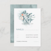 ユーカリプタススクリプトウェディングRSVP 出欠カード (正面/裏面)