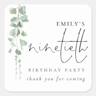 ユーカリプタススクリプト90th誕生日ありがとう スクエアシール