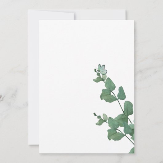 ユーカリプタスバタフライブライダルシャワー招待 招待状 (裏面)