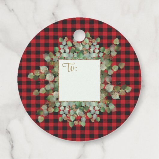 ユーカリプタスバッファローチェックブラックレッド金ゴールドグリッター フェイバータグ (裏面)