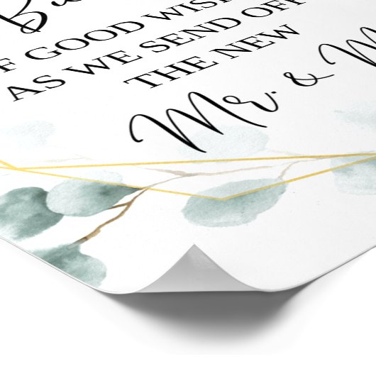 ユーカリプタスバブルの見送りサイン |結婚の送信 ポスター (角)