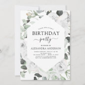 ユーカリプタスバースデーパーティーフローラバラ招待状 招待状 (正面)