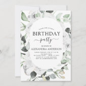 ユーカリプタスバースデーパーティーフローラバラ 招待状 (正面)