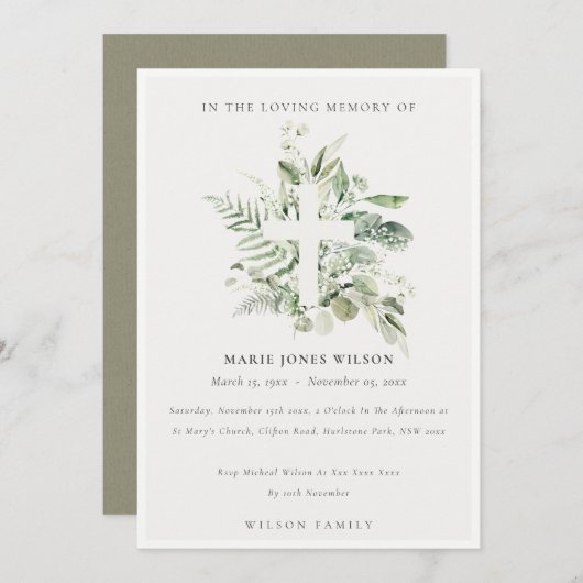 ユーカリプタスファーンファーンクロスメモリアルサービスカード サンキューカード (正面/裏面)