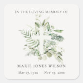 ユーカリプタスファーンファーンファーンクロスメモリアル悔やみや弔慰 スクエアシール (正面)