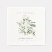 ユーカリプタスファーンファーンファーンクロスメモリアル悔やみや弔慰 スタンダードカクテルナプキン (正面)