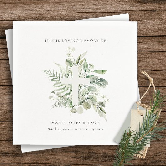 ユーカリプタスファーンファーンファーンクロスメモリアル悔やみや弔慰 スタンダードカクテルナプキン