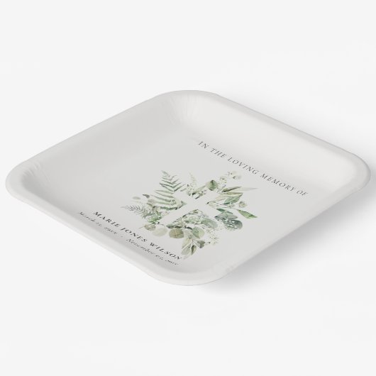 ユーカリプタスファーンファーンファーンクロスメモリアル悔やみや弔慰 ペーパープレート (傾斜あり)