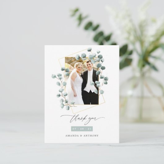 ユーカリプタスフォレストジオメト結婚リの感謝 ポストカード (スタンド正面)