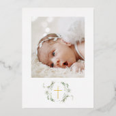 ユーカリプタスフレーム金ゴールドクロスバプテスフォト 箔招待状 (裏面)