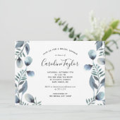 ユーカリプタスブランチシンプルフローラブライダルシャワー 招待状 (スタンド正面)
