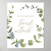 ユーカリプタスベビーシャワーゲストブックサイン ポスター (正面)