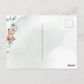 ユーカリプタスベビーシャワー付テディベア招待状 ポストカード (裏面)