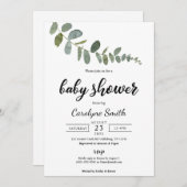 ユーカリプタスベビーシャワー招待状テンプレート 招待状 (正面/裏面)