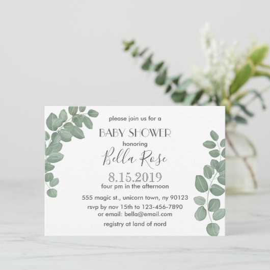 ユーカリプタスベビーシャワー招待状 招待状 (スタンド正面)