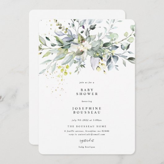 ユーカリプタスベビーシャワー招待状 招待状 (正面/裏面)