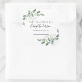 ユーカリプタスベビーシャワー蔵書票 スクエアシール (バッグ)