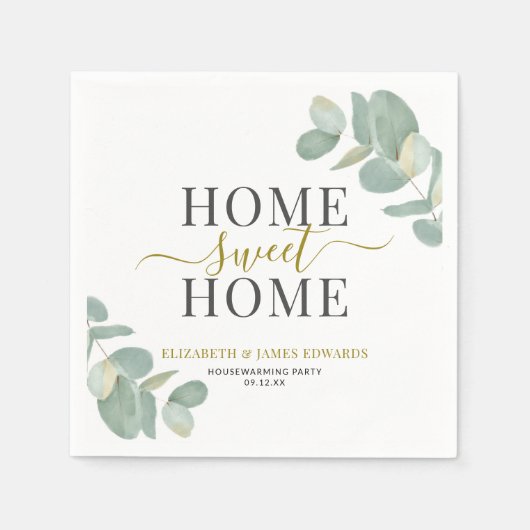 ユーカリプタスホームスイートホーム引っ越し祝いパーティーパーティー スタンダードカクテルナプキン (正面)