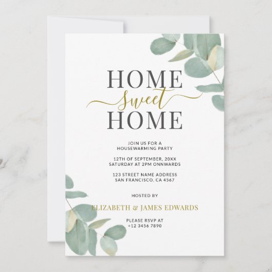 ユーカリプタスホームスイートホーム引っ越し祝いパーティーパーティー 招待状 (正面)